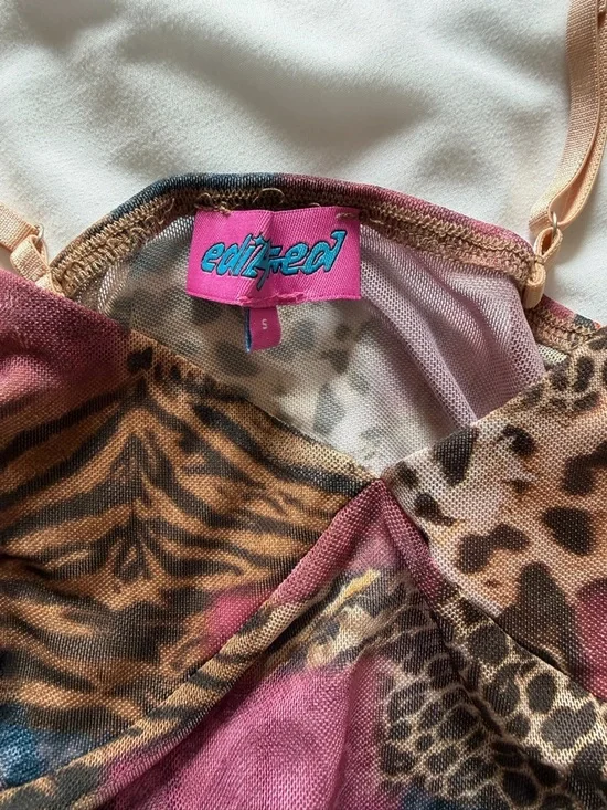 Edikted Pink, Brown & Blue Animal-Print Mesh Cami - Picture 2 of 2